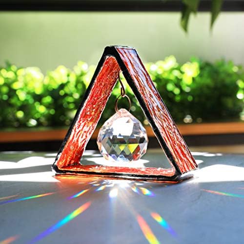 Green Stained Glass Pyramid Suncatcher Window Hanging Prism Decor