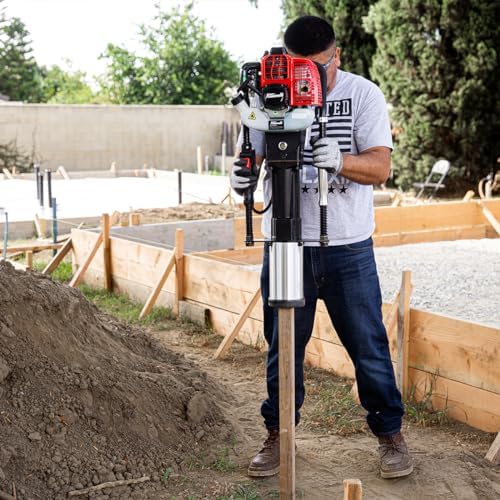 XtremepowerUS 52cc Gas Fence Post Driver, Heavy-Duty 2-Stroke Gasoline T-Post Driver with Carrying Case, Portable Pile Driver for Fence Posts
