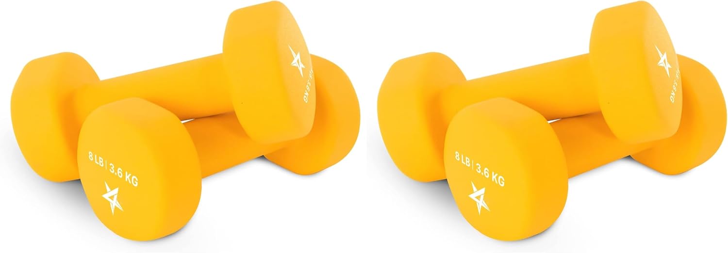 Yes4All Neoprene Coated Dumbbell Hand Weight Sets of 2 - Multiple Weight Options with 15 Colors, Anti-roll, Anti-Slip, Hexagon Shape