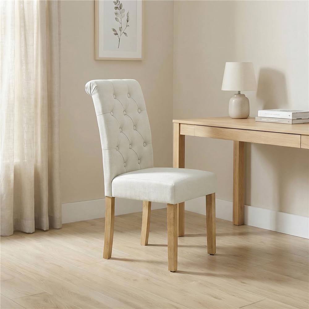 Yaheetech Dining Chairs Set of 2 Modern Upholstered Parson Chairs Dark Gray