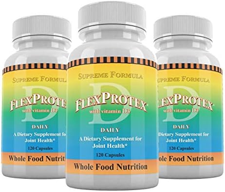 Daily Health, Flexprotex D 884mg Joint Muscle Support 120 Capsules Natural Herbal Turmeric Chondroitin Glucosamine Yucca Boswellia Hyaluronic Acid Ashwagandha D3 Magnesium (1 Month Supply)
