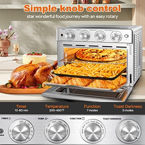 Geek Chef Air Fryer Toaster Oven 26 QT, Large AirFryer Convection Countertop Oven Combo with Easy Bake, Roast, Broil, Warm