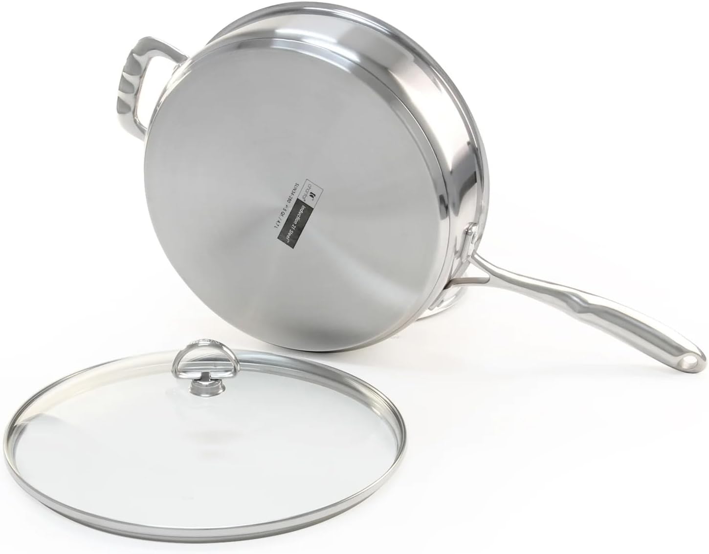 Chantal Induction 21 Steel 1 quart NonStick Saucepan with Tempered Glass Lid, Ceramic Non Stick, Brushed Stainless Steel