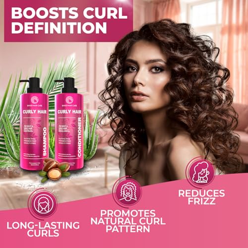 Moroccan Argan Oil Shampoo and Conditioner Set - Sulfate Free, Anti Frizz Hydrating Care for Women - Deep Moisturizing Treatment for Color, Keratin Treated, Curly, Damaged and Dry Hair