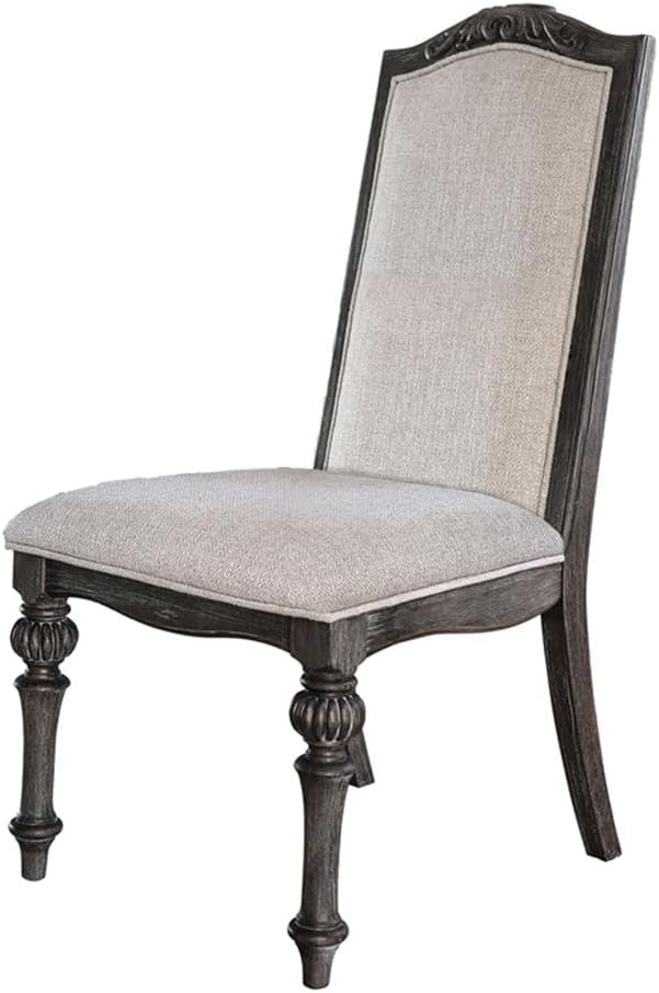 Furniture of America Clyde Fabric Padded Dining Chair in Natural Tone (Set of 2)