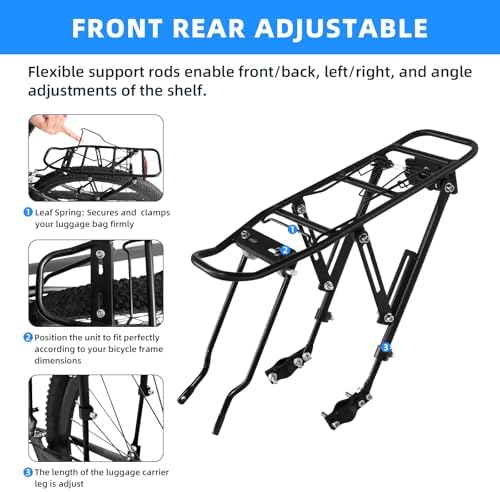 Generies Biking Universal Adjustable Bike High Capacity Cargo Rack Cycling Equipment Stand Footstock Bicycle Luggage Carrier Racks