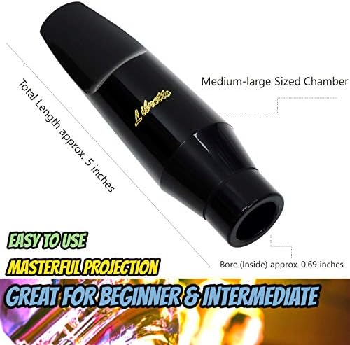 Libretto Baritone Saxophone Mouthpiece Kit: Standard Set With ABS 4C Mouthpiece, Plastic Cap, Gold Lacquered Ligature - Giftable