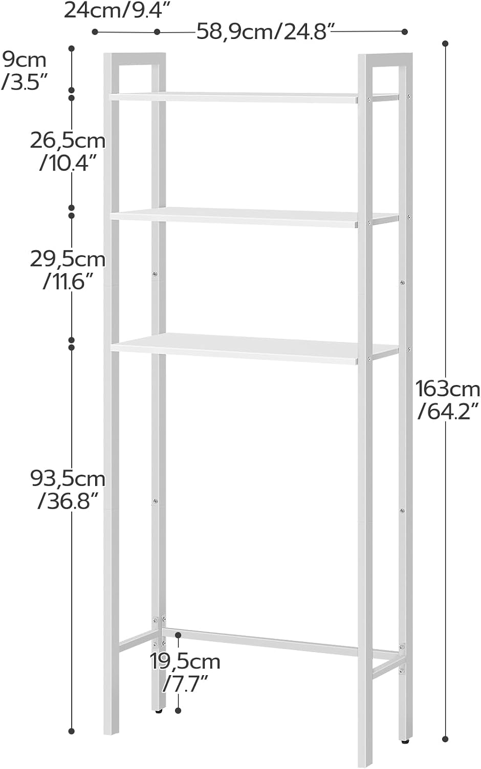 HOOBRO Over The Toilet Storage, 3-Tier Bathroom Organizer Shelf Over Toilet, Freestanding Bathroom Storage Shelves, Space Saver