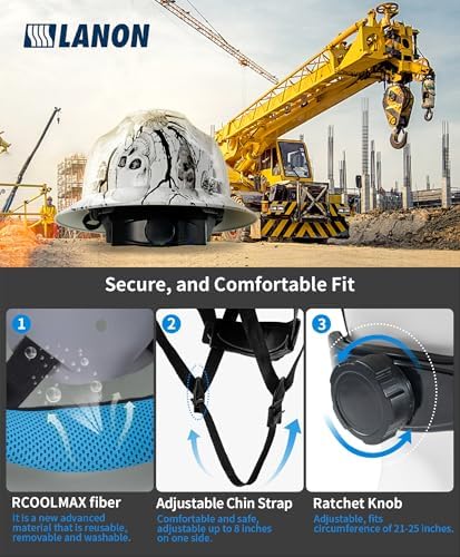LANON Full Brim FRP Hard Hat, Class C, Premium Charcoal Gray Design