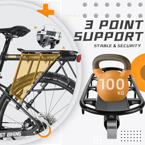 West Biking 220LB Solid Bearing Universal Adjustable Bike Cargo Rack Stand |  220LB high load-bearing capacity, quick disassembly design, universal for bicycles, suitable for Ebike