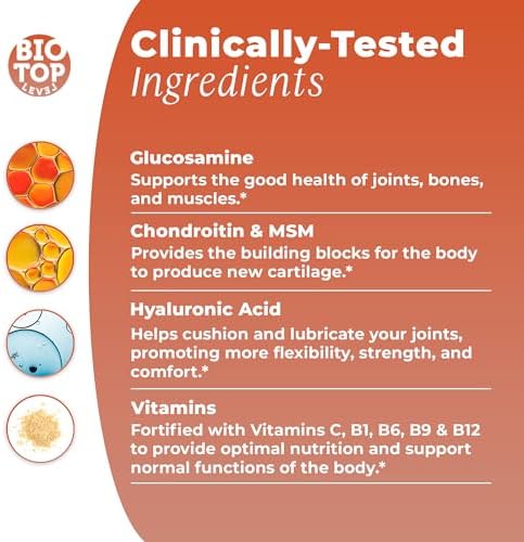 Liquid Glucosamine, Chondroitin, MSM, Biotin, Hyaluronic Acid, All in One Formula for Good Health of Joints, Bones, Hair, Skin & Nails