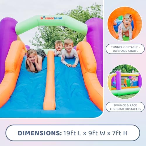 Bounceland Pro Racer Obstacle Bounce House with Dual Slides, Bounce, Climb, Slide All in One, UL 1 HP Blower Included, 19 ft x 9 ft x 7 ft H