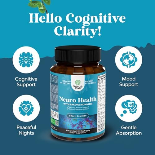 Nootropic Brain Supplement for Memory and Focus Support - Vitamins for Mental Support & Clarity with Bacopa Monnieri, VIT A, B6, Riboflavin, Niacin, Thiamin & Folate - Cognitive Complex - 60 Count
