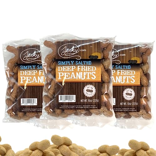 Jerky.com Deep Fried Spicy Hot Peanuts in Shell 3 Pack - Bold & Savory Peanuts - Roasted Spicy Peanuts in Shell for Human - USA Grown, Ultimate Spicy Gourmet Gift Peanuts (30oz Total)