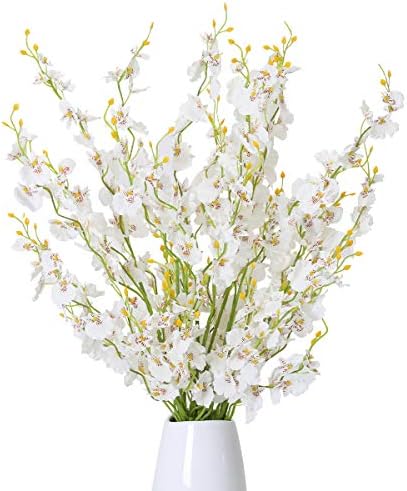Kisflower 12Pcs Yellow Artificial Orchids Flowers, Dried Silk Orchids