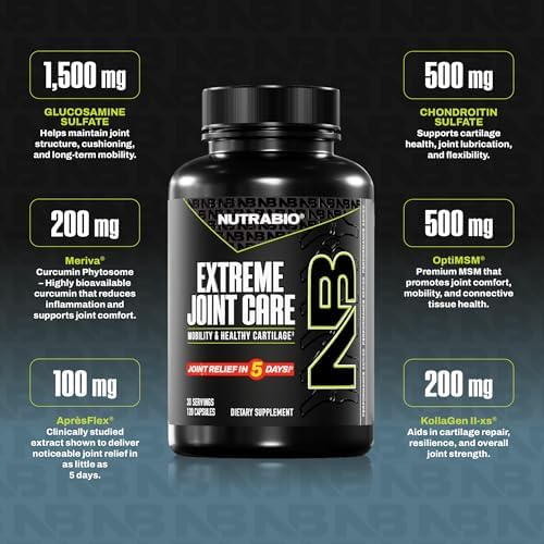 NutraBio Extreme Joint Care - Joint Support Supplement - Joint Health Supplement, Supports Joints, Mobility, and Cartilage - 120 Capsules