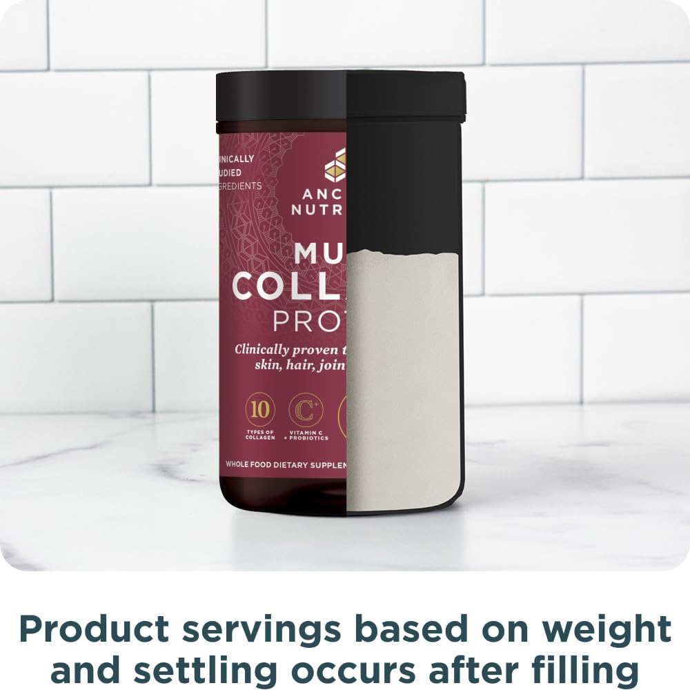 Ancient Nutrition Multi Collagen Protein Powder, 5 Types of Food Sourced Collagen, Providing Types I, II, III, V, and X, 16.2 Ounce
