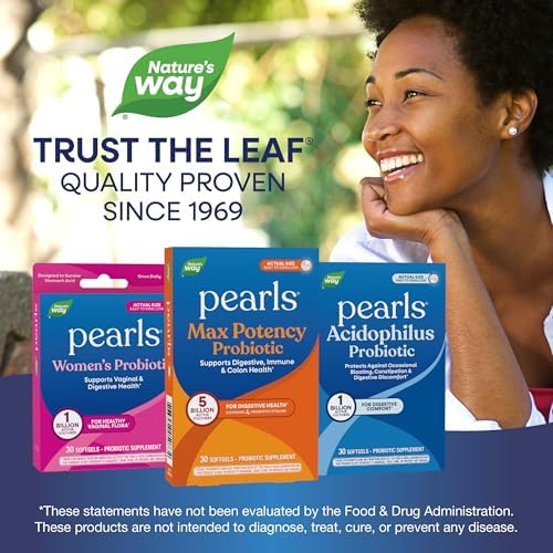 Nature's Way Probiotic Pearls Max Potency Softgels, 5 Billion CFU, 30 ct | Daily Probiotic for Women and Men, Supports Digestive, Immune