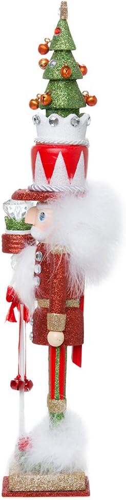 Kurt Adler Hollywood Tree Hat Nutracker, 15-Inch, Red and Green | Free-Standing Collectible Wooden Holiday Decoration