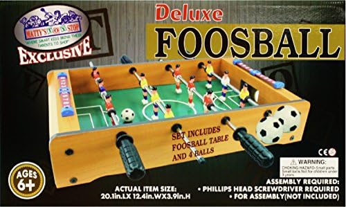 Matty's Toy Stop Deluxe Wooden Mini Table Top Foosball Game with 4 Soccer Balls