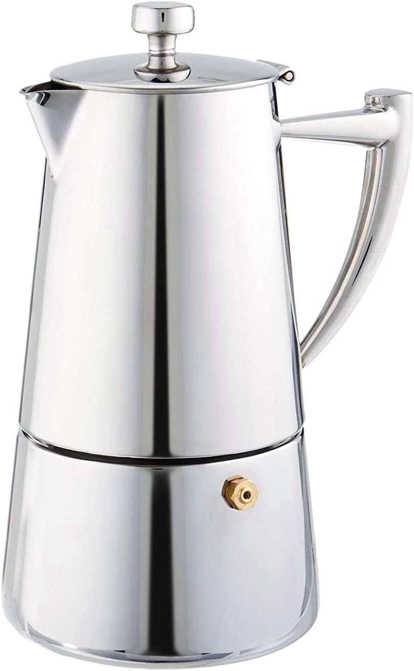 Cuisinox Roma Stovetop Espresso Maker COF-6R, Stainless Steel Coffee Percolator Stovetop, Heat-Resistant & Non-Reactive, 6-Cup Italian Espresso Maker Easy to Clean, Durable Stove Top Percolator