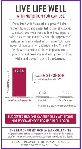New Chapter Biotin Supplement, Vegan Hair Skin and Nails Vitamins with Fermented Biotin + Astaxanthin - 60 Count
