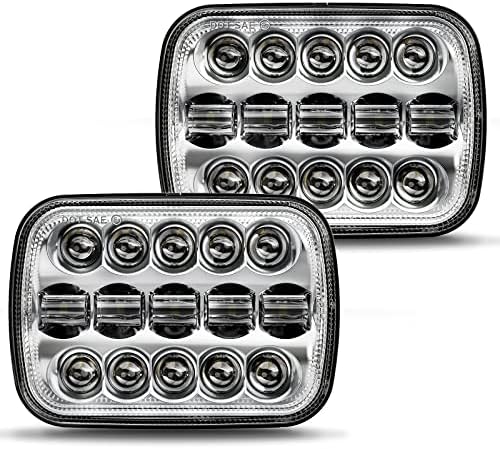 BICYACO 1 Pair 105W Rectangular 5x7/ 6x7 Inch Led Headlight High Low Beam Headlamp Compatible with Jeep Wrangler YJ Cherokee XJ Kenworth T300 1997-2010 Replacement H6054 H5054 H6054LL 69822 6052 6053