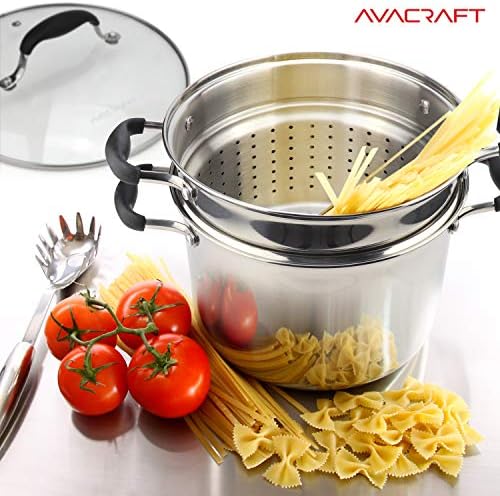 AVACRAFT 7 Quart 18/10 Stainless Steel 4 Piece Pasta Pot Set
