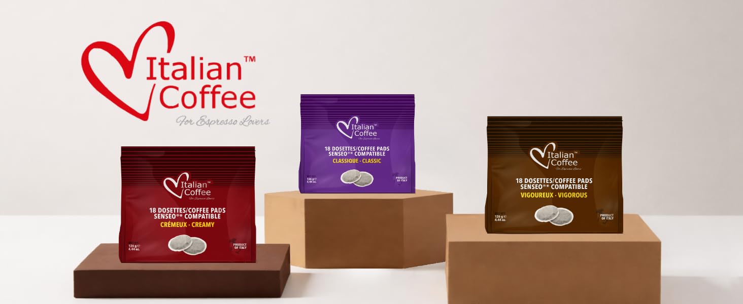 Italian Coffee pads combatible with Senseo Machines (54 Pads, Mix) | Compatible with Senseo Machines, Made in Italy, 100% filter paper pads, sampler with 3 blends, 18 pads each flavor