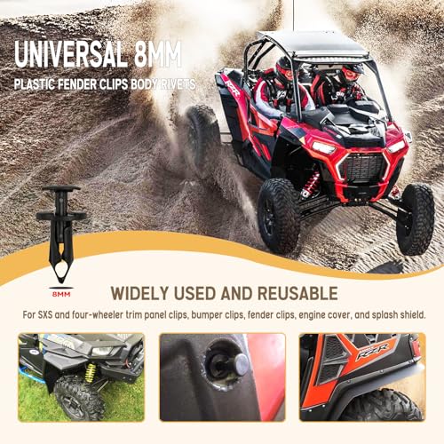 UNIGT 150pcs ATV UTV Body Fastener Rivets Push Pins 8mm