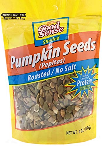 Good Sense Pumpkin Kernels (Pepitas) Shelled, Roasted No Salt, 6 Ounce