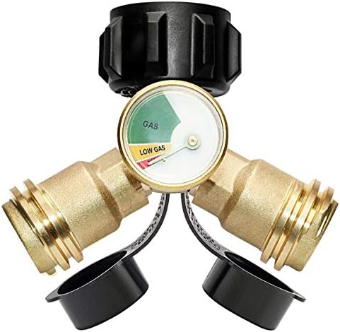 DOZYANT Propane Splitter, 2 Way LP Gas Adapter Tee Connector for 20lb Propane Tank Cylinder, Work with BBQ Grills, Camping Stoves, Gas Burners, Heater | Propane Tank Splitter 2 Way Y Tee links two regulators to a 20 lb tank for BBQ grills camping stoves…