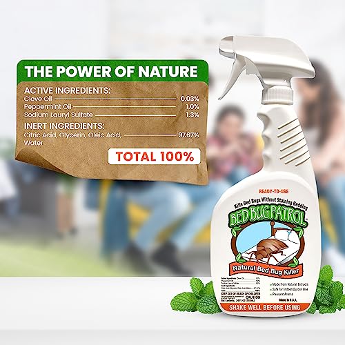 Bed Bug Patrol Bed Bug Spray & Bed Bug Killer for Home, Made in USA - 24 oz | Mattresses, Furniture, Seams, Cracks & Crevices | Targets Adult Bed Bugs, Eggs & Larvae | Plant-Based | Pet & Child Safe