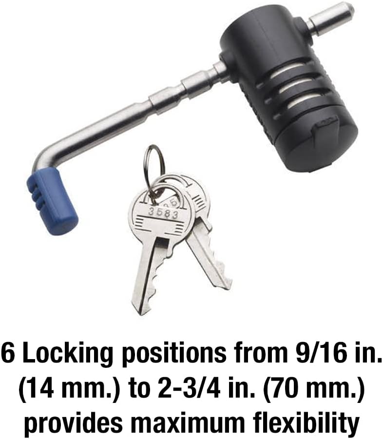Master Lock Adjustable Coupler Lock Stainless Steel Trailer Hitch 2847DAT | Keyed trailer hitch helps secure RVs, trailers & towing gear