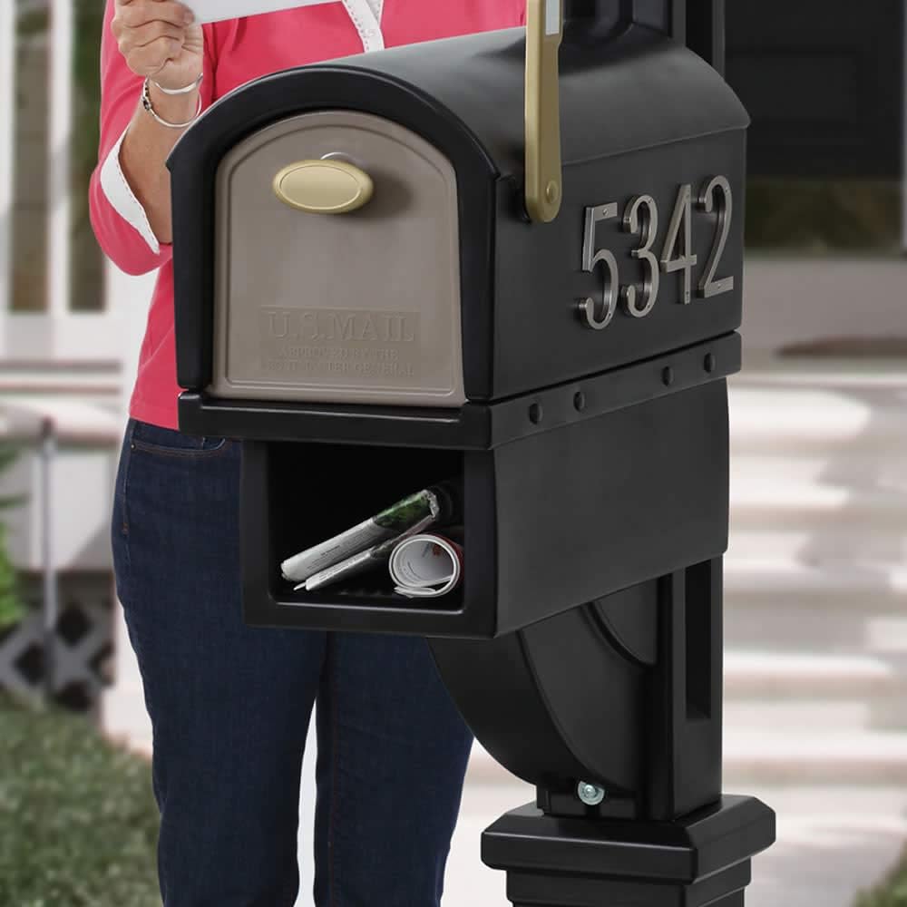 Step2 Mailmaster Hudson Mailbox, Magnetic Door, Large Newspaper Holder, Heavy-Duty, Weather Resistant, Post Mounting Hardware Kit Included, Black