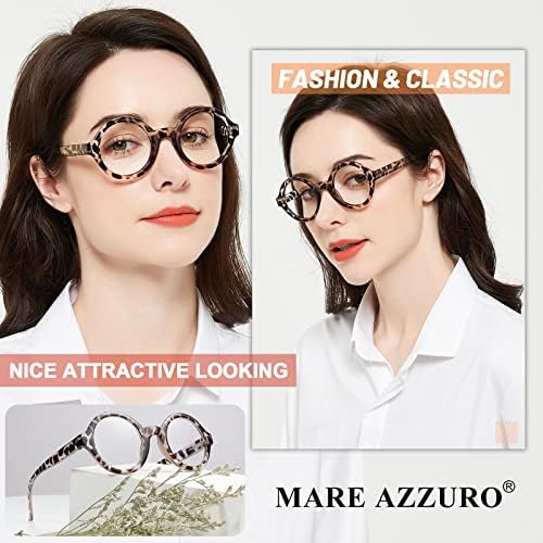 MARE AZZURO Round Reading Glasses 2.5 Women Stylish Readers 0 1.00 1.25 1.50 1.75 2.00 2.25 2.50 2.75 3.00 3.50 4.00 5.00 6.00 (Black 250)