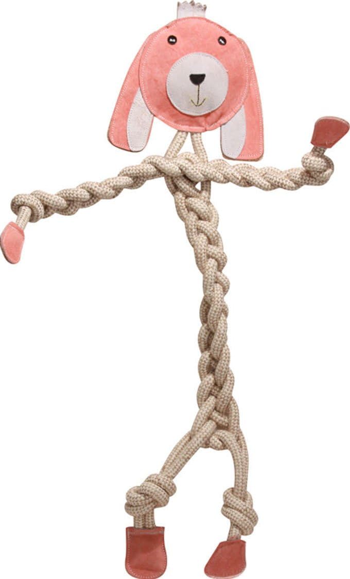 HuggleHounds Natural Rope Knottie - Leather Dog Toys for Aggressive Chewers, All Natural Cotton, Interactive Leather Toy for Small or Large Dog Breeds, Tough & Durable Chew Toy - Stuey Sock Monkey