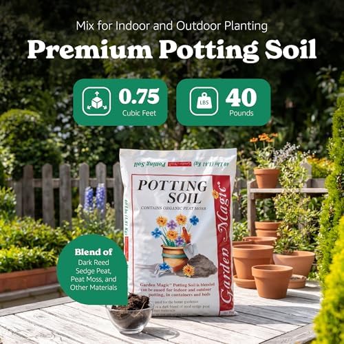 Michigan Peat Garden Magic General Purpose Potting Soil Mix, 40 lb | Moisture Retaining Mix for Indoor and Outdoor Planting, Potting, and Garden Use