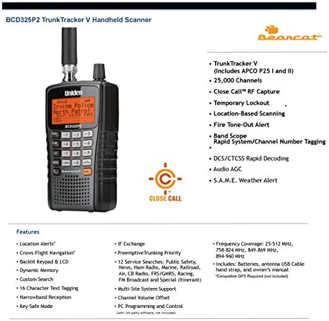 Uniden BCD325P2 Handheld TrunkTracker V Scanner. 25