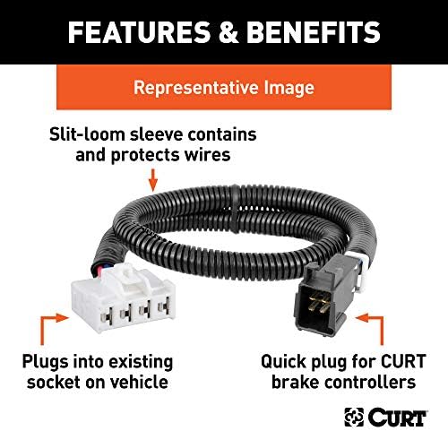 CURT 51352 Quick Plug Electric Trailer Brake Controller Wiring Harness, Fits Select Chevy Silverado, Suburban, Tahoe, GMC Sierra, Yukon, Escalade