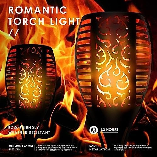 Swonuk 4 Pack Outdoor Solar Torch Lights, 33LEDs Solar Torches with Flickering Flame
