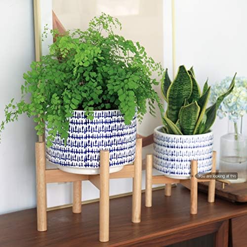 LA JOLIE MUSE Ceramic Planter with Wood Stand