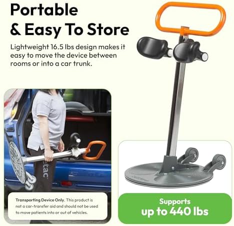 Etac Turner PRO Patient Transfer Aid – Assistive Standing Pivot Transfer from One Seated Position to Another