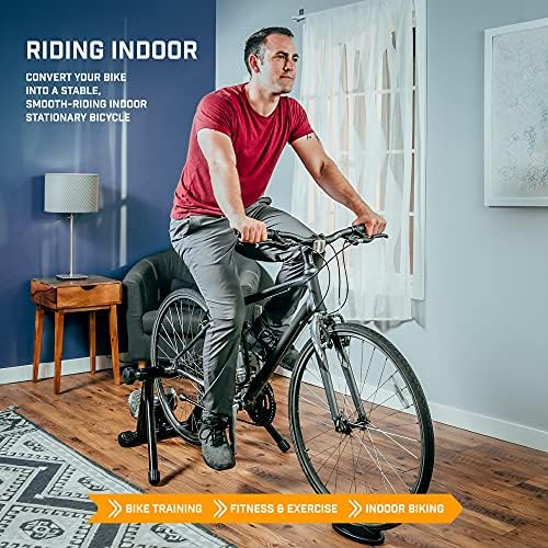 Fluid Bike Trainer Stand for Indoor Riding – Portable Foldable Stainless Steel Trainer, Noise Reduction, Progressive Resistance