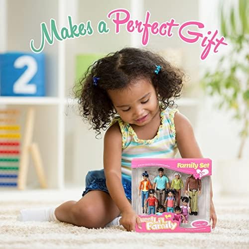 Beverly Hills Doll Collection Sweet Li'l Family Hispanic Dollhouse People Set of 9 Action Figure Set - Grandpa, Grandma, Mom, Dad, Sister, Brother