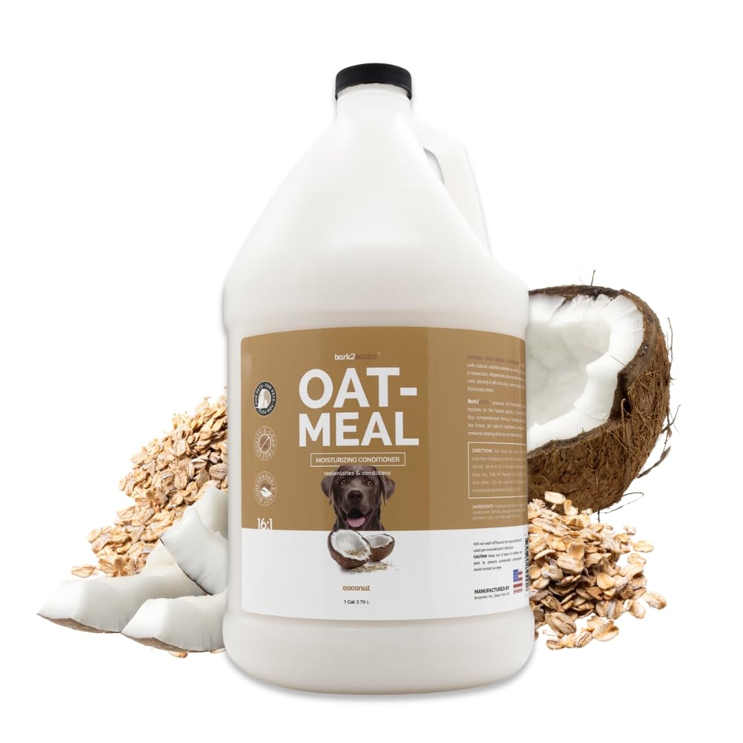 Bark2Basics Oatmeal Dog Conditioner for Itchy Skin Relief, 1 Gallon, 16:1 | 16:1 Concentrate, Colloidal Oatmeal Soothes Sensitive Skin