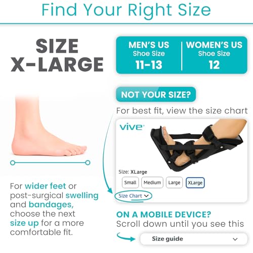 Vive Plantar Fasciitis Night Splint for Men & Women - Stabilizer Brace | Relieves Inflammation - Foot Support Boot Features Adjustable Hook and Loop Straps for Achilles Pain Relief