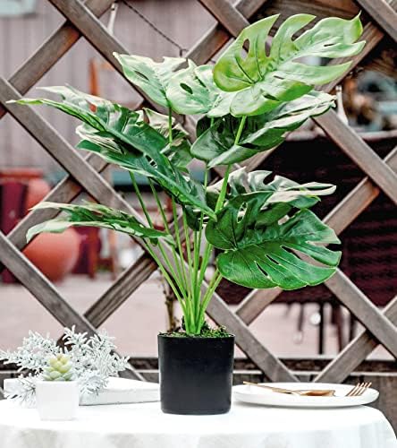 Toopify 19" Artificial Monstera Plant, Fake Plants for Indoor Outdoor Decor