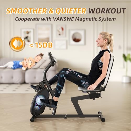 VANSWE Recumbent Exercise Bike for Home Seniors with 380 LB Weight Capacity | Fit 5’1”-6’1”, 16-Level Magnetic Resistance