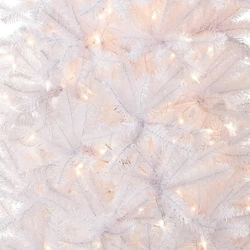National Tree Company 7.5ft Pre-Lit Kingswood Fir Slim Christmas Tree | 350 Clear Lights, 1,075 Tips, Includes Stand, Artificial, White